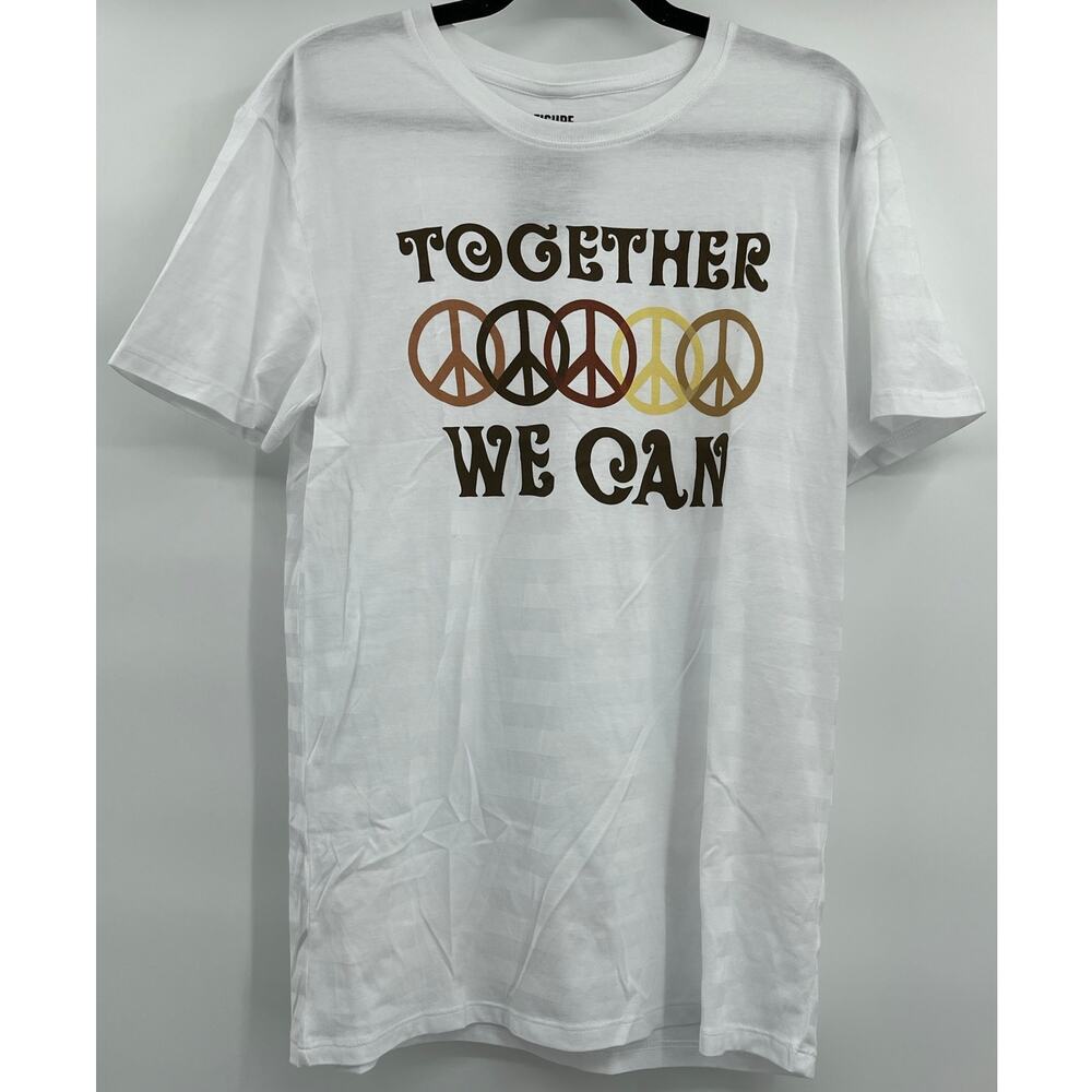 Leisure Lounge Unisex Together We Can Peace Graphic White Tshirt NEW Medium